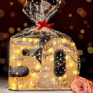 YUNLI Holz-Schild Gästebuch 50 Geburtstag Jubiläum 2025 Personalisiertes Geschenk Dekoratives Zahlenjubiläumsbuch