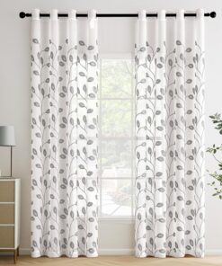 MIULEE Gardinen Voile Vorhänge Hellgrau für Wohnzimmer und Schlafzimmer mit Ösen Paneelvorhang 2er Set 245x140 cm