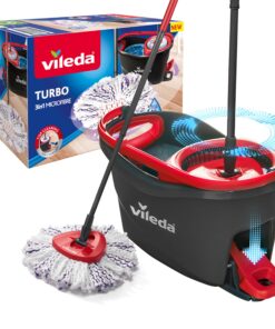 Vileda Turbo 3in1 Komplett-Set | Mikrofaser-Moppkopf entzieht 99 % Bakterien | Für alle Böden | Teleskopstiel 85–123 cm