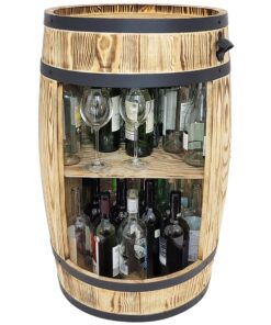 Weeco Barschrank - Alkoholschrank für Hausbar - Stehtisch Fass 80x50cm Weeco Weinfass Stehtisch - Holzfass Wine Rack F
