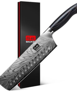 Professionelles Shan Zu Nakiri Küchenmesser mit 12°-Schärfe und Kohlenstoffreicher HRC 63 für Profis und Küchenbegeiste