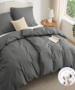 BEDSURE Bettwäsche Baumwolle - Oeko-TEX STANDARD 100 Bettwäsche-Sets Anthrazit mit Reißverschluss 135x200 4teilig 2er Se