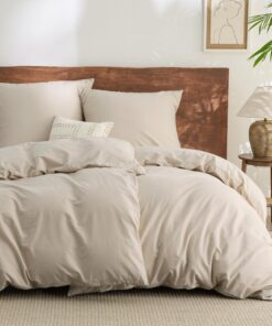 BEDSURE Bettwäsche Beige 4teilig - Oeko-TEX Standard 100 - Bettwäsche für die Whole Family - Baumwolle 135x200 cm - Simi