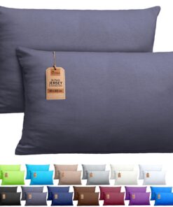 NatureMark 2er Set Jersey Kissenbezüge - Elastisch, weich und atmungsaktiv - OEKO-TEX STANDARD 100 - Anthrazit Grau idea