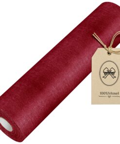 100% Mosel Vlies Tischläufer für Geburtstage & Hochzeiten - Borودo Rot - 30 cm x 25 m - dekorative Tischdekoration 100%