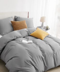 BEDSURE Bettwäsche 3teilig Grau - 1 Bettbezug + 2 Kissenbezüge, OEKO-TEX, Mikrofaser, Reißverschluss BEDSURE Bettwäsche