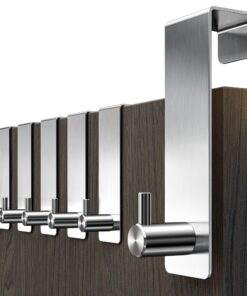 Menz Edelstahl Türhaken - stabile Kleiderhaken, flexibles Türrapedeum für jeden Raum, 6 Stück Haken für saubere Garderob