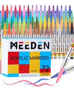 MEEDEN Acryl Marker für Profis mit Pinsel-Tip und automatischer Tintenkontrolle - 72 Farben, 7,5ml Kapazität, ideal für