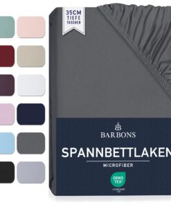 Spannbettlaken 140x200cm - Oeko-TEX Zertifiziert - Gebürstete Polyester Mikrofaser - Für Dicke Matratzen - Dunkelgrau S