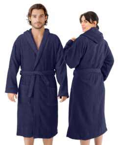 HOMELEVEL Bademantel Damen Herren Frottee Baumwolle - Mit Kapuze Taschen OEKO-TEX - Sauna Schwimmbad Zuhause