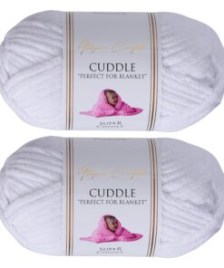Utopia Crafts Cuddle Super Chunky Chenille Garn Weiß, 100 g Knäuel, 60 m, Flauschiges, Dickes Strickgarn für Anfänger, M
