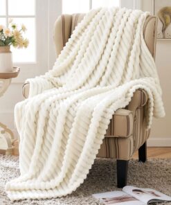 MIULEE Flauschig Fleecedecke Für Sofa Und Schlafzimmer Weiß 50x60Inch Sobald Sie Müdigkeit Verspüren