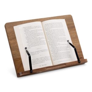 Navaris iPad Ständer - Akazienholz Buchstütze 34x24cm - für Küche und Schreibtisch - Holzbuchhalter