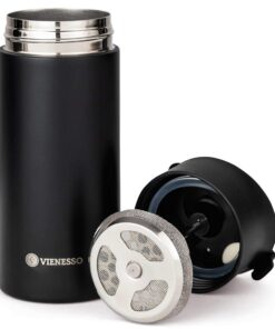 VIENESSO Thermobecher to go mit French-Press Funktion I Vakuum Isolierbecher aus Edelstahl I Thermo Travel-Press | Mini
