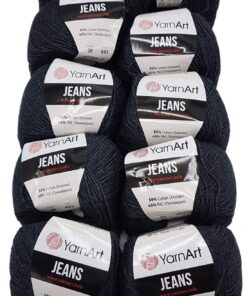 Ilkadim 10 x 50g Strickwolle YarnArt Jeans einfarbig 55% Baumwolle 500g Wolle Anthrazit 28 Einzel article