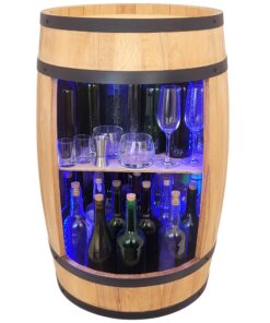 Weeco Holzfass mit LED RGB Beleuchtung Hausbar | Weeco Design Weinregal für männer Schrank Mini Bar | Weeco Eichen Wein