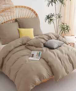 WAVVE Bettwäsche 135x200 4-teilig Khaki - Weich & ÖKO-TEX mit Reißverschluss WAVVE 135x200 cm Bettwäsche Set Khaki - 2 B