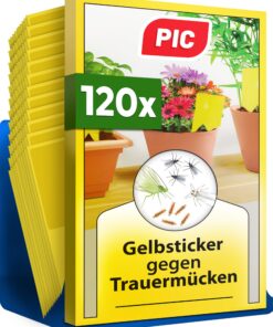 PIC Gelbsticker Trauermücken - Effektive Gelbfalle gegen Trauermücken und kleine Fliegen, ideal für Blumentreiber, 120x