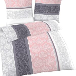 Soma Fein-Biber Bettwäsche-Set | 2 Teilig | 155x220 cm & Kissen 80x80 cm | Barock Paisley