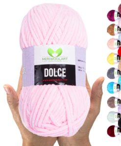 MeriWoolArt Chenille Garn zum Stricken und Häkeln - weiche Samt-Wolle für Baby-Kleidung und Amigurumi Geschenke - 100 g,