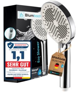 BLUMBACH® Wassersparender Duschkopf - Testsieger Brausekopf, 6-9 l/min, wassersparende Handbrause Dusche