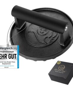 Gourmet Easy Burgerpresse Gusseisen antihaft | Fleischbeschwerer für schmackhafte Hamburger & Smash Burger | Smash burge