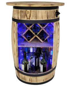 Weeco Fass Bar mit LED RGB Leuchten und Weinhalter - Deko für Haushaltsbar - Barschrank 80x50cm Weeco Fass-Bar mit Decke