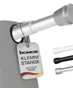 Bomoe Duschvorhangstange Ohne Bohren - Stufenlos Ausziehbar 140-260 cm - Rutschfest Klemmstange Schwarz