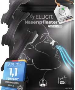 Ellicit Nasenpflaster Schwarz, 30er Pack Premium Nasenstrips,better Sleep & Reduced Snoring for Athletes Nasal Strips (P