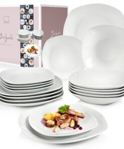 SÄNGER Tafelservice Bilgola Weiß | PREMIUM PORZZELAN GESCHIRRSET FÜR 6 PERSONEN MIT SUPPEN-, DESSERT- & FLACHEN TELLERN