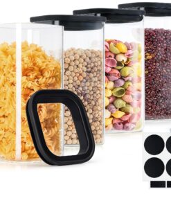 Vorratsgläser Glas eckig 4x1450ml luftdicht mottensicher Schwarz