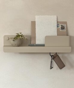 Kazai Schlüsselbrett 'Holmsen' | Minimalistisches Metall-Design Taupe | Moderner Flur-Wandhalter mit Ablage