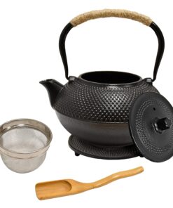 Japanische Gusseisen-Teekanne mit Edelstahl-Sieb 1,5L Schwarz 20x20x10cm