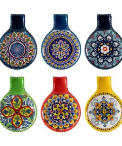 HENXFEN LEAD Keramik Löffelablage 6er Set Bunter Bohemian Style Küchenutensilienhalter