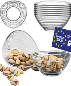 Dessertschalen Glas Set 6 300ml Blei-frei, Stapelbare Glasschalen für Dessert & Obst