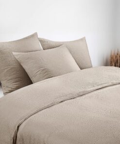 Bellevue Premium Baumwolle Bettwäsche Beige, 135x200 + 80x80 cm, Bügelfrei, Optimaler Temperaturausgleich, Allergiker ge