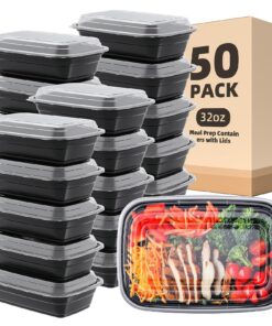 Femora 50 Pack 32 oz wiederverwendbare Mahlzeit Prep Container mikrowellenbeständig & spülmaschinenfest - Bento Kunststo