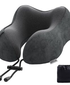 Nackenkissen Flugzeug aus Memory Foam für Erwachsene (Dunkelgrau)