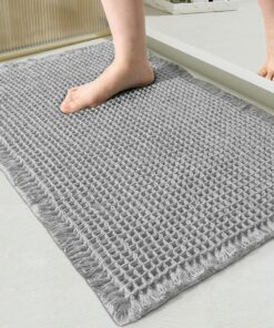 Waffel Badematte rutschfest Weich Saugfähig für Badezimmer Grau 60x120cm Rutschfeste Waffel Badematte Weich Saugfähig