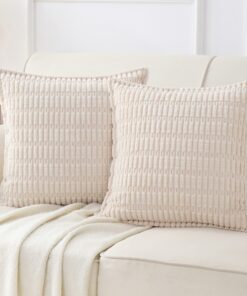 NordECO HOME Beige 40x40 cm Dekorative Kissenbezug Set für Sofa Boho Deko Weich