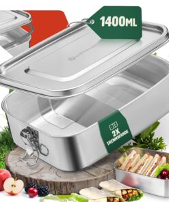 Edelstahl Brotdose 3x Fächer 1400ml für Kinder Lunchbox Auslaufsicher