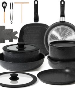 GMISUM 22-Teiliges Topfset, Induktionsschlauchableitbare Töpfe für Alle Herdarten, Topfset für Kochamateure und Pros, Sc