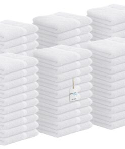 Avalon Towels Baumwolle Waschlappen (weiß) - Premium ringgesponnene Baumwolle, saugfähig, 60 Stück, 30.5x30.5 cm, Hotel-