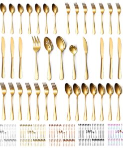 Kyraton Gold-Besteck-Set, 45-teilig, für junge Erwachsene,Titanbeschichtung, leicht spülbar, ideales Geschenk für die er