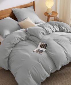BEDSURE Bettwäsche Silbergrau 135x200 - 2 Bettbezüge + 2 Kissenbezüge, ÖKO-TEX, Mikrofaser, Reißverschluss, Grau