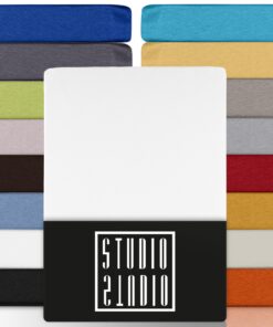 STUDIO Premium Spannbettlaken 120x200cm & 130x200cm – Bügelfrei, 97% Baumwolle & 3% Elastan – Weiß – Öko-Tex Zertifizier