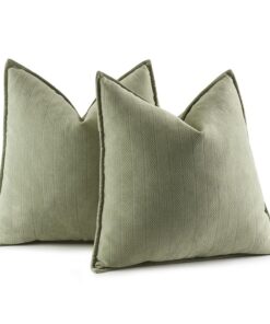 MIULEE 2er Chenille Kissenbezug für Couch Sofa | MIULEE Bohnengrün Chenille Kissenbezüge Wohnzimmer | MIULEE Elegante C