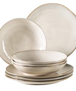 MÄSER 931371 Serie Nottingham Vintage Teller-SetVintage Teller-Set für FamilienMIT 8 TEILIGER VERIMPeltertset STEINGEZEU
