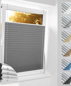 BoboDeco Verdunklungsplissee ohne Bohren Grau 50x200 cm(BxH) Thermo Plissees OEKO-TEX STANDARD 100