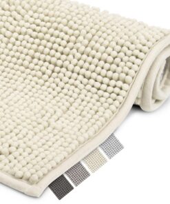BeauMare Badematte rutschfest – Flauschig, waschbar, Badezimmerteppich Beige 50x80 cm
